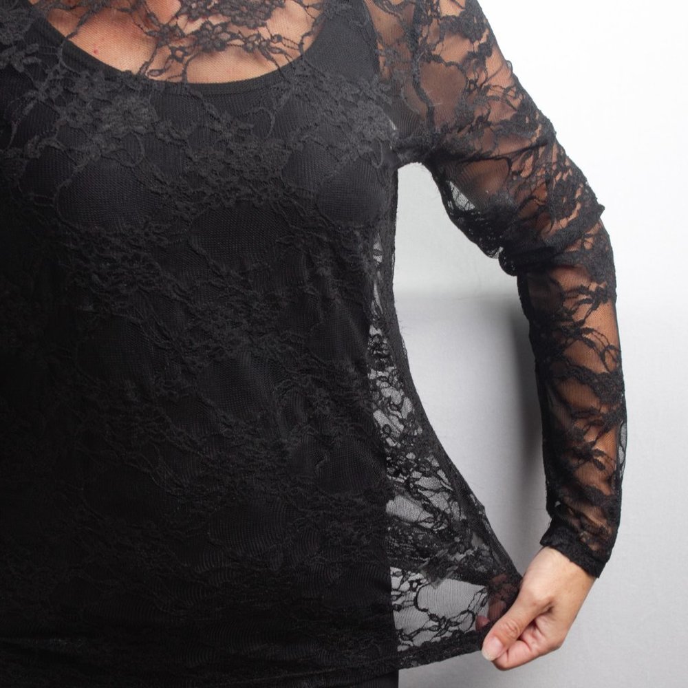Wild Fable Lace Long Sleeve Sheer Top Women L - Picture 7 of 11